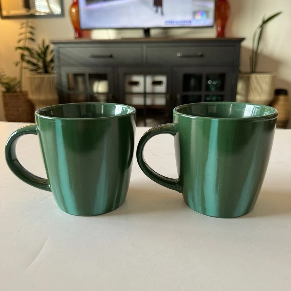 Starbucks 2022 Coffee Mugs Set Of 2 Marbled Green 15 oz Grande Ceramic Mermaid